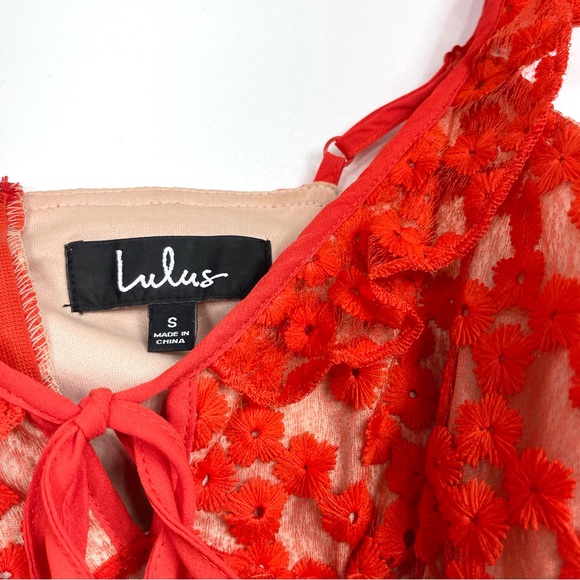 NWOT Lulus Embroidered Coral Floral Midi Dress - Picture 6 of 15